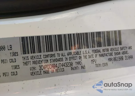 2018 Dodge Journey Se from USA, damaged, VIN 3C4PDCAB4JT443230